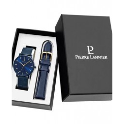 Coffret Essential 41 mm Quartz + Cuir Bleu