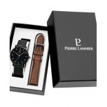 PIERRE LANNIER Coffret Essential 41 mm Quartz + Cuir Brun 388C439
