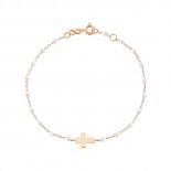 GIGI CLOZEAU Bracelet Croix Or rose Résine blanche B3CO001R0117