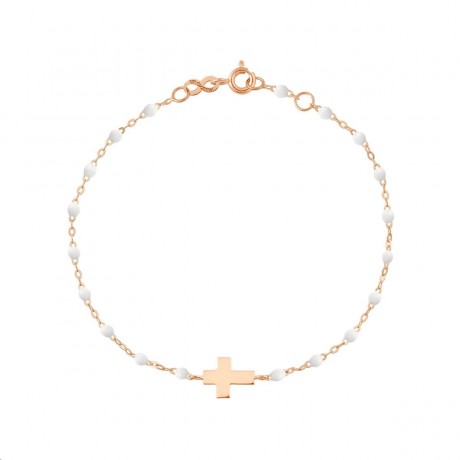 GIGI CLOZEAU Bracelet Croix Or rose Résine blanche B3CO001R0117