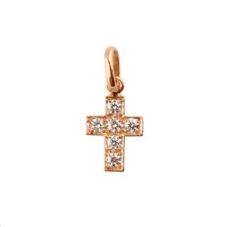 Pendentif Croix Diamants Or rose