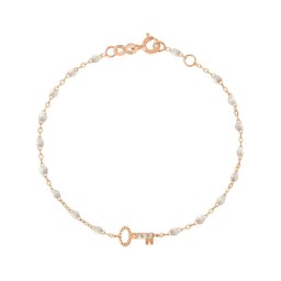 Bracelet opale clé diamants or rose.