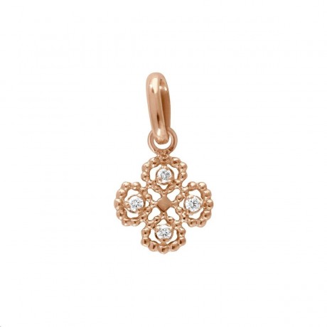 GIGI CLOZEAU Pendentif Lucky Trèfle Diamants Or rose B5LK001R00DI