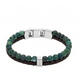 FOSSIL Bracelet Perles Bleu-Vert Cuir marron JF04854040