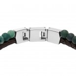 FOSSIL Bracelet Perles Bleu-Vert Cuir marron JF04854040