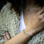 GIGI CLOZEAU Bracelet Croix Or rose Résine noire Diamants B3CO010R2017DI