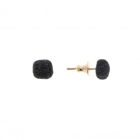 Boucles d'oreilles Argent Rose Polvere Noir