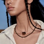 Collier Bad Georgia Or rose Obsidienne