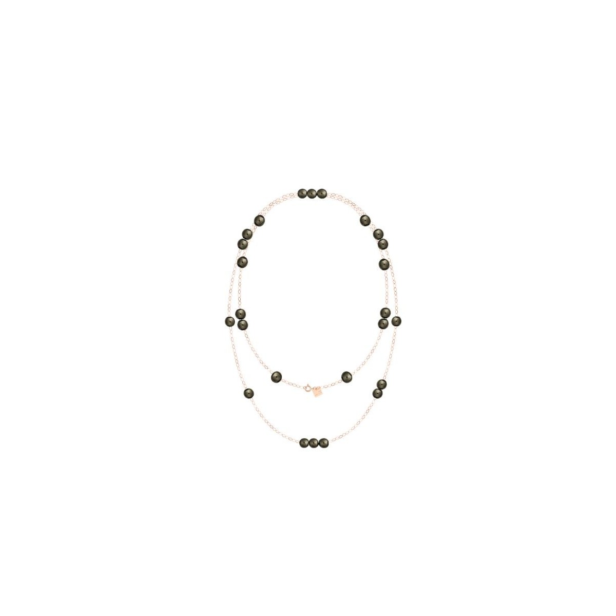 Sautoir Georgia Or rose Obsidienne