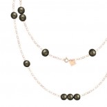 Sautoir Georgia Or rose Obsidienne