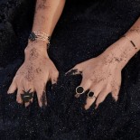 Sautoir Georgia Or rose Obsidienne