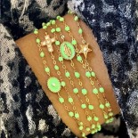 Bracelet Classique Gigi Or rose Résine vert fluo