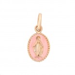Pendentif Madone Or rose Résine rose bébé