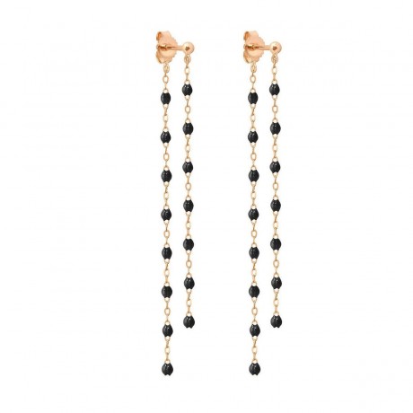 Boucles d'oreilles dansantes Classique Gigi Or rose Résine noire
