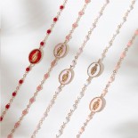 Bracelet Madone Or rose Résine blanche