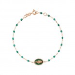 Bracelet Madone Or rose Résine émeraude