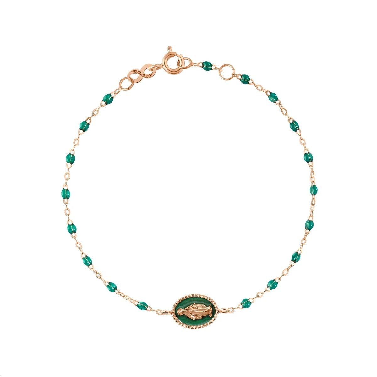 Bracelet Madone Or rose Résine émeraude