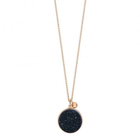 Collier Ever Disc Or rose Pierre sable bleue