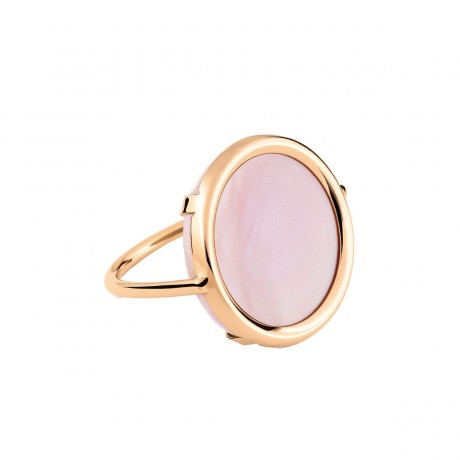 Bague Disc Ring Or rose Nacre rose