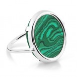 Bague Disc Ring Or blanc Malachite