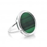 Bague Disc Ring Or blanc Malachite