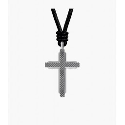 Collier Machine Croix Cuir noir