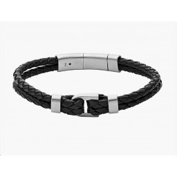 Bracelet Heritage D-Link Acier cuir noir